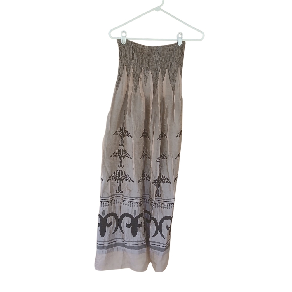 Lapis Mocha Floral Strapless Maxi Dress OS